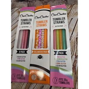 ONE 6 Pack Box Of Tumbler Straws Char Charms Random Pick Fits 30oz Tumblers